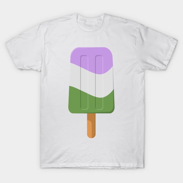 Cute Genderqueer Pride Flag Popsicle T-Shirt by LiveLoudGraphics